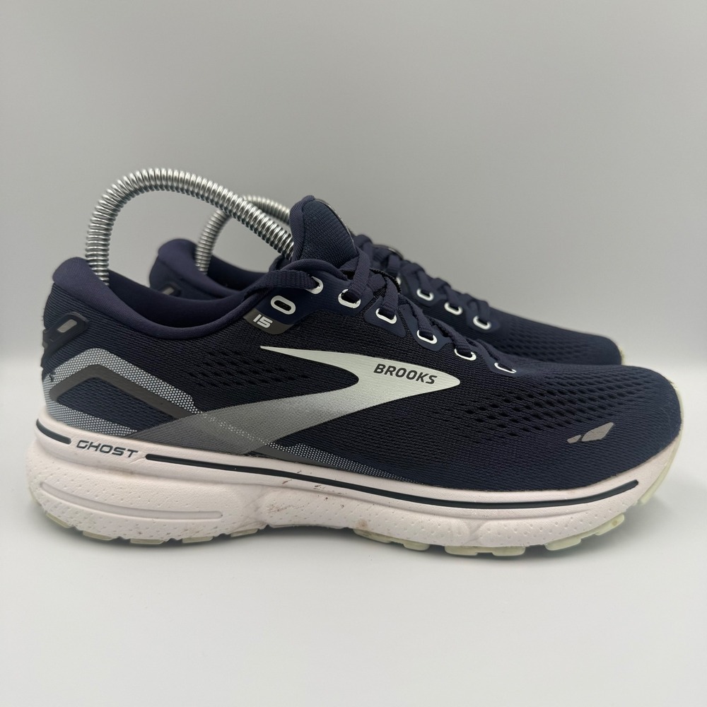 Brooks Ghost 15 Women Size 8 Running Shoes Sneakers Navy Blue White 1203801B450